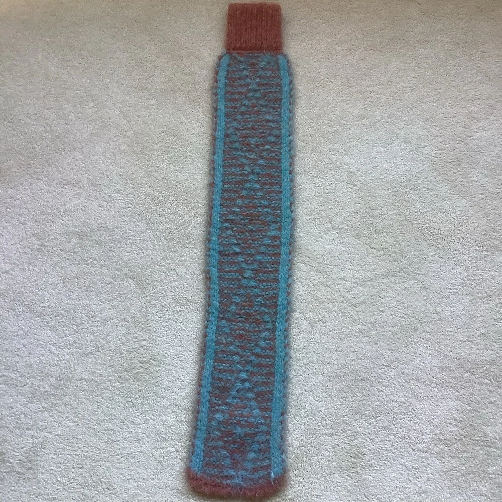 Coral and Turquoise Knit Loop Scarf